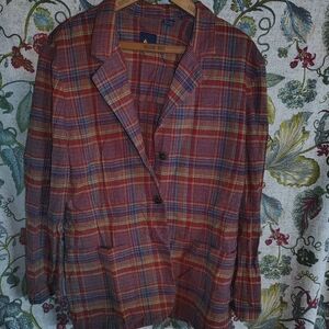 Vintage Cotton Plaid Blazer